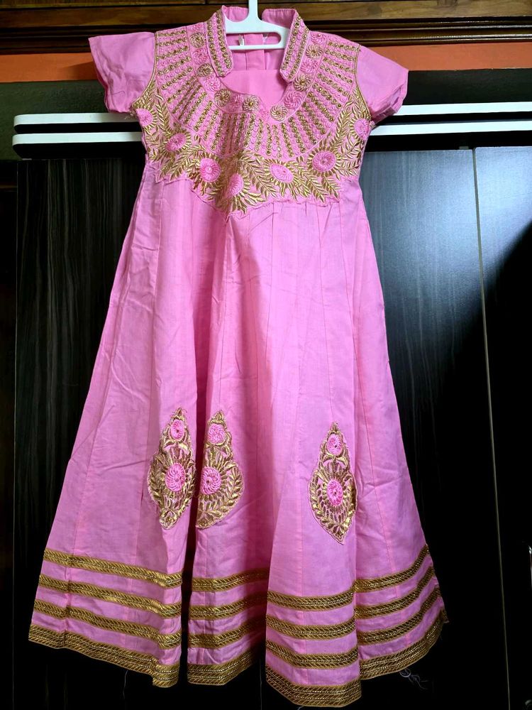 Girls&#39; Pink Embroidered Dress