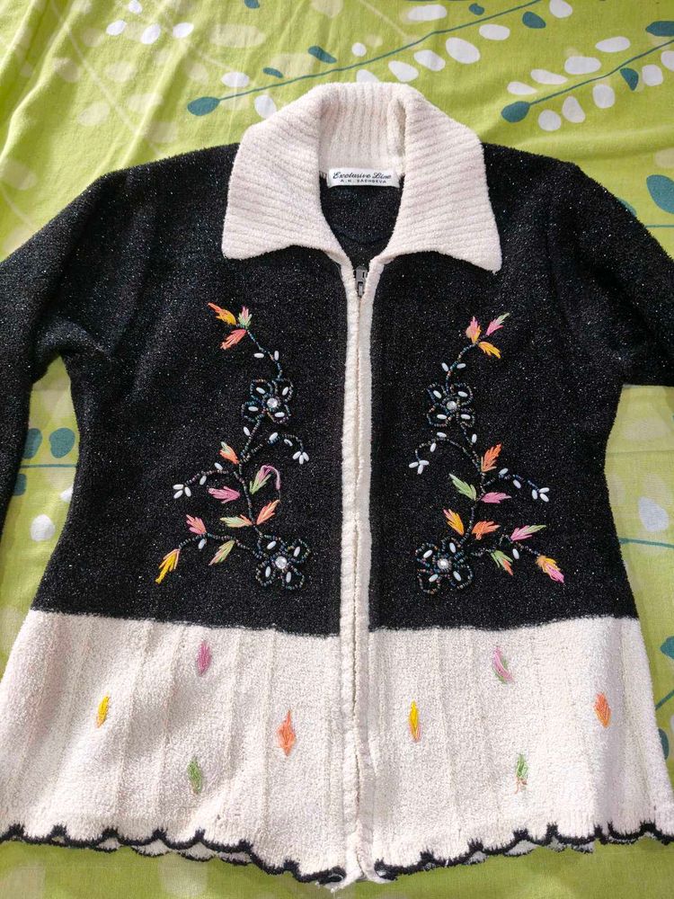 Embroidered Knit Cardigan