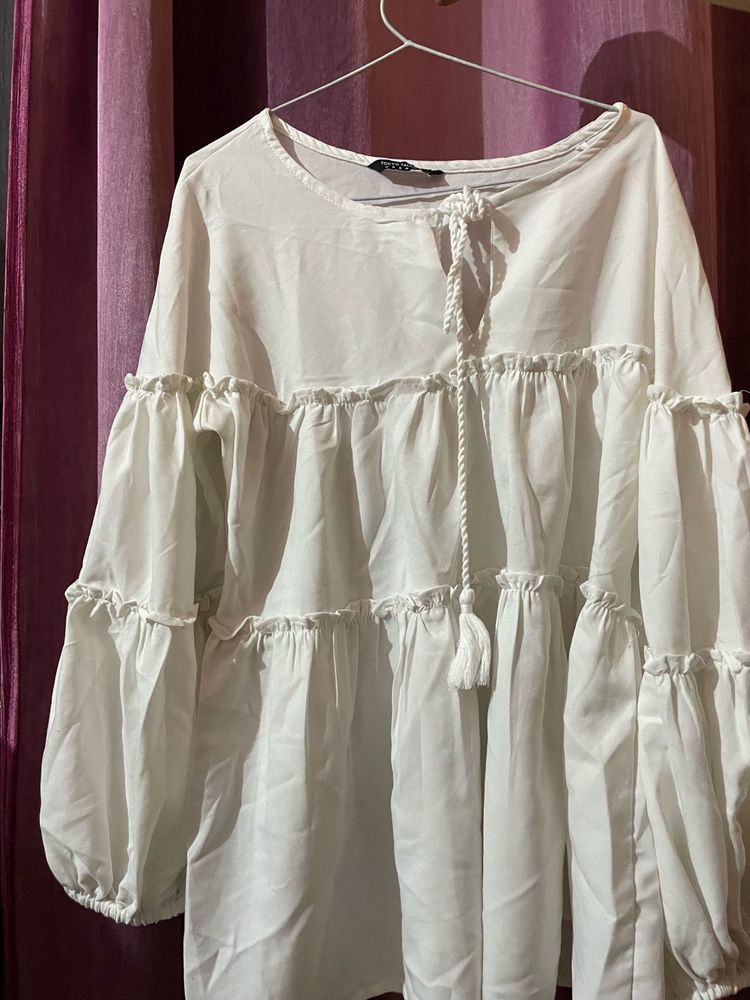 White Tiered Sleeve Top