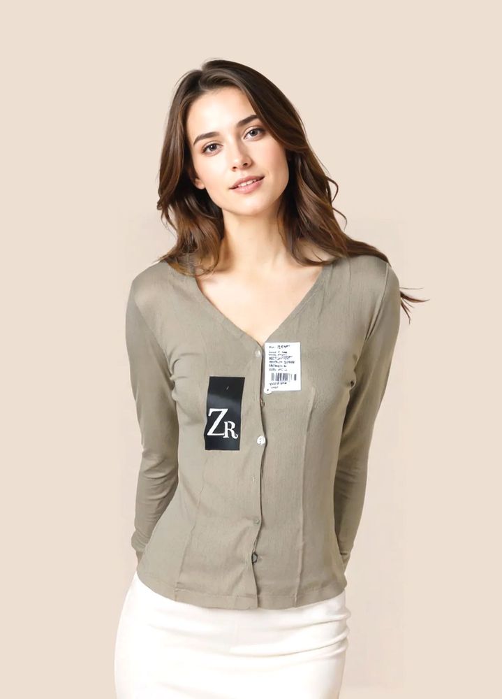 Elegant Olive Off White Top