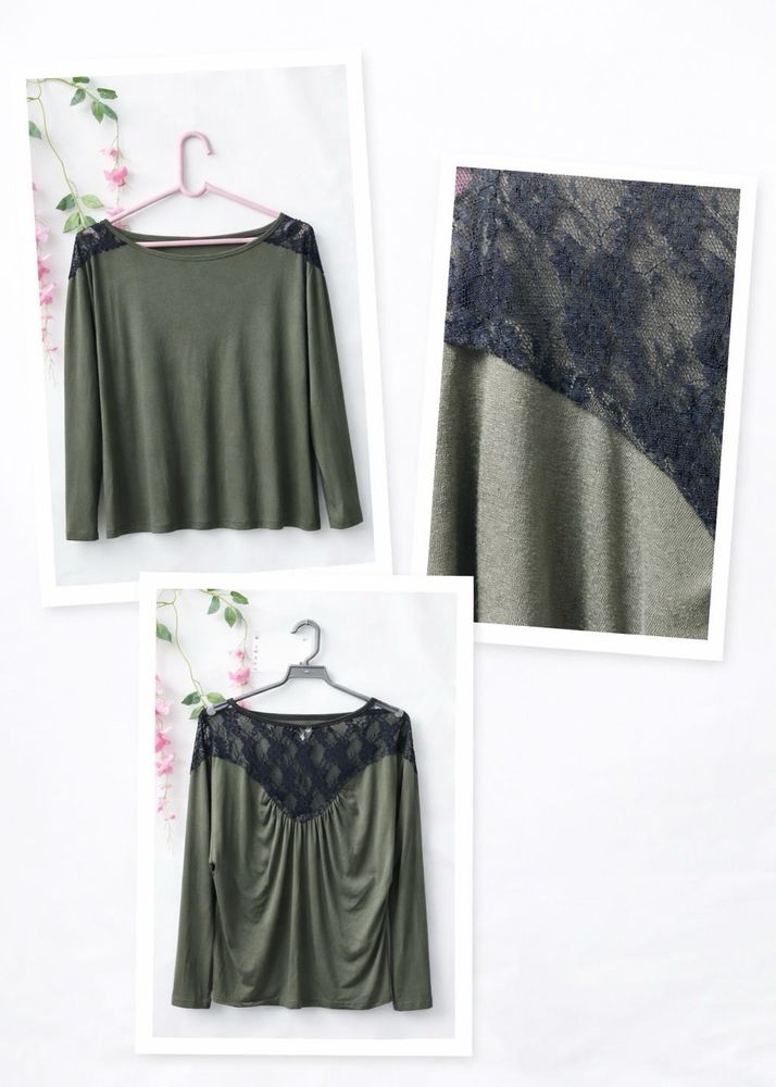 Olive Green Lace Detail Top