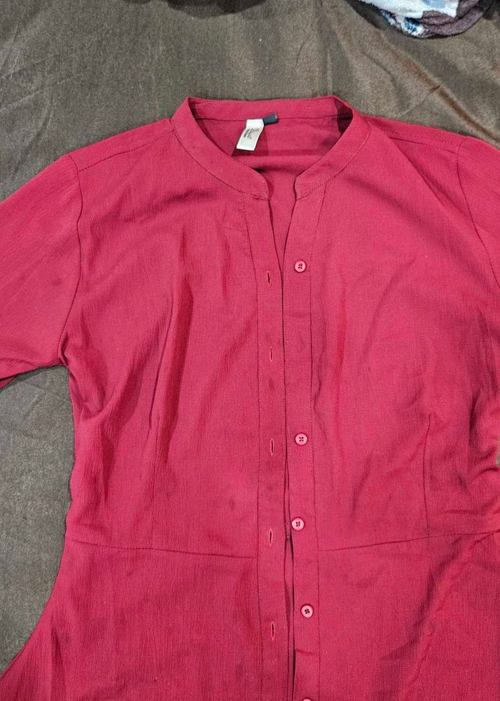 Red Button-Down Top