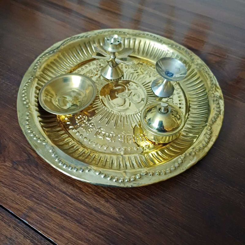 Golden colour Pooja Thali Set