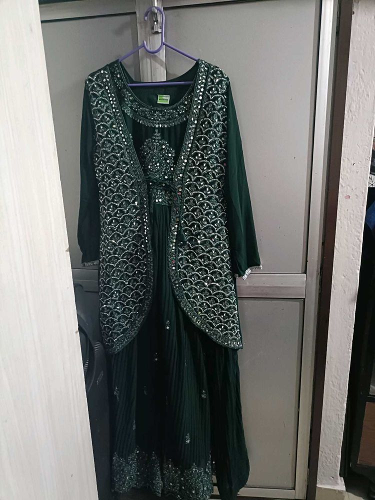 Green Embellished Kurta Set