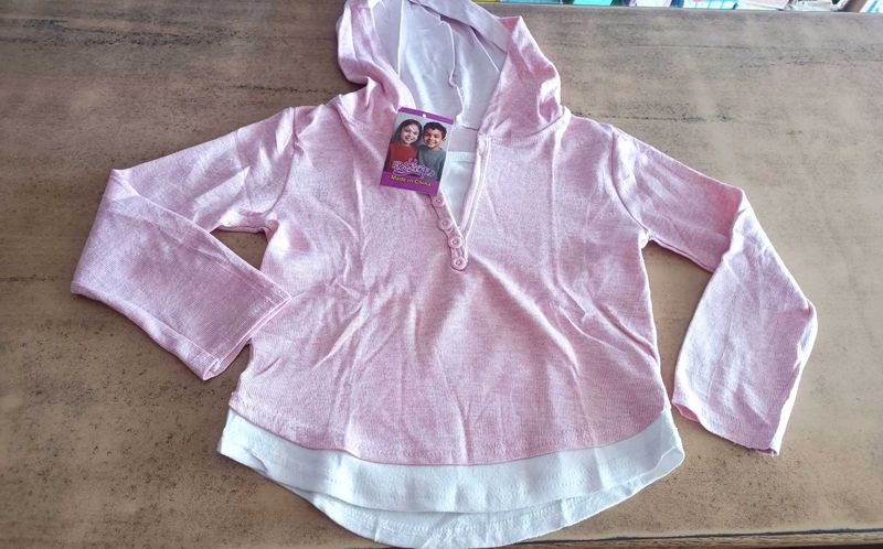 Cute Pink Hoodie Top Semi Winter