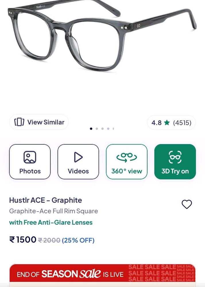 Lenskart Hustlr ACE Graphite Premium Eyeglasses