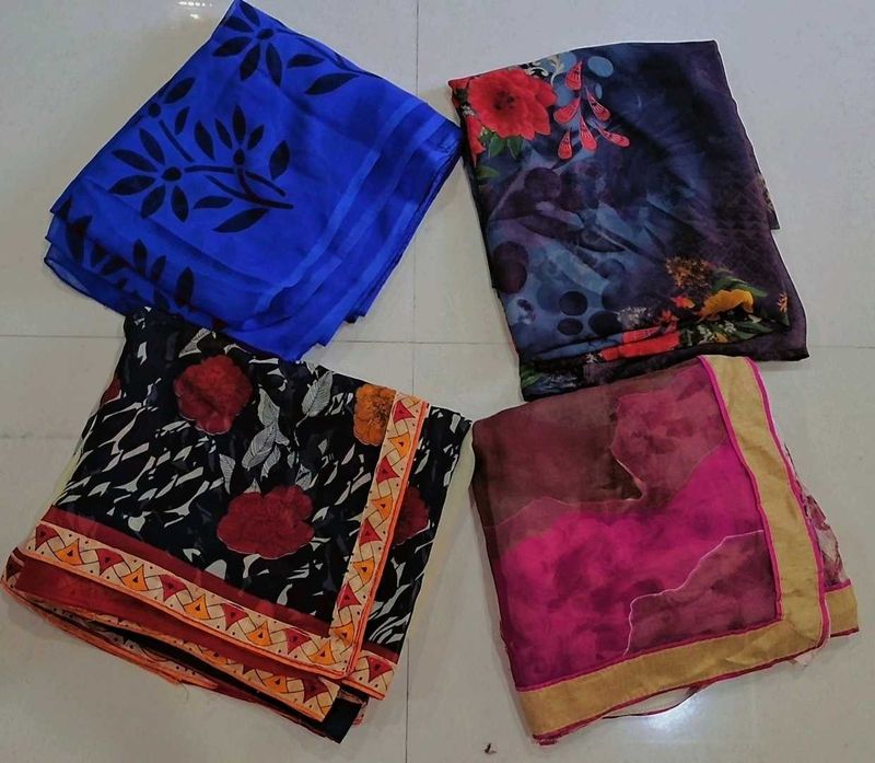 Set of 4 Printed Sarees