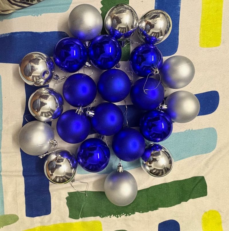 Blue &amp; Silver Christmas Tree Ornaments