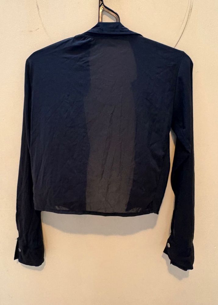 Cropped See Through Black