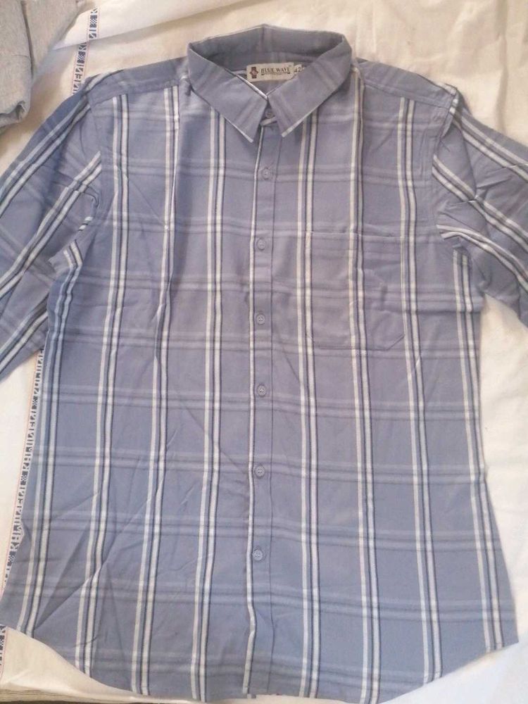 Classic Blue Cotton Shirt | Size 42