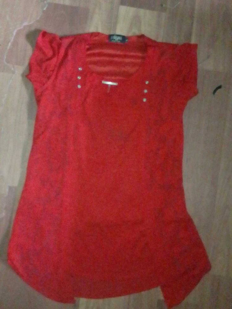 Overcoat Attached Red Top