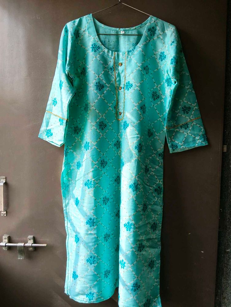 Aqua Floral Print Kurti