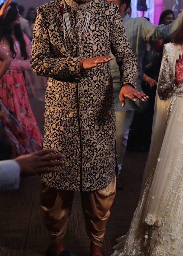 Manyavar Blue Velvet Sherwani