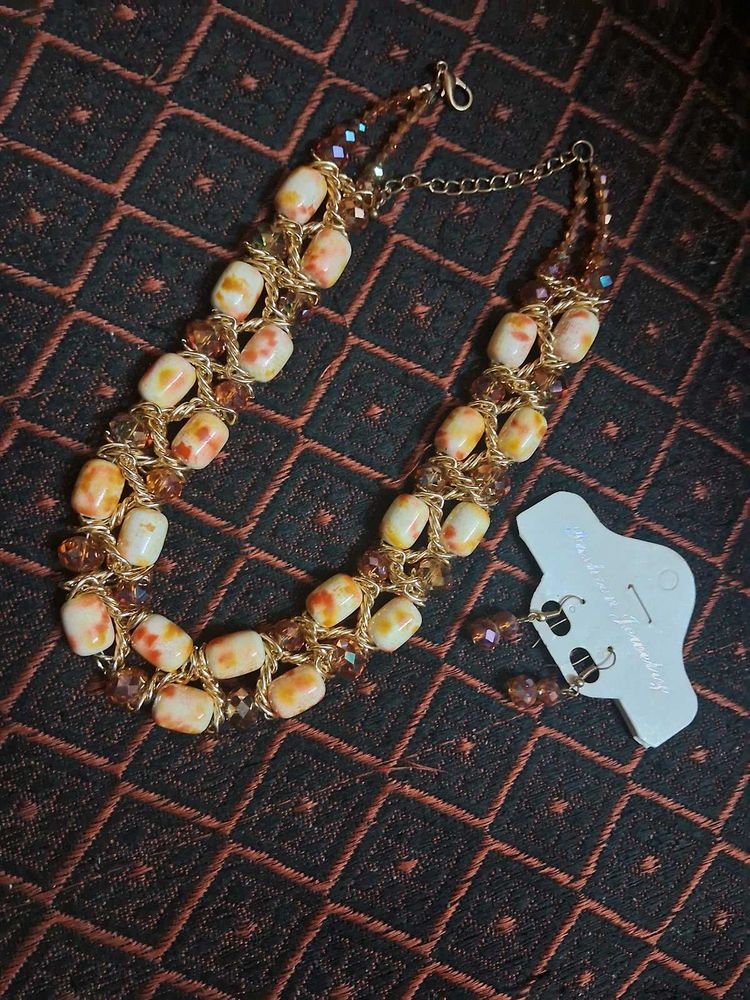Heavy Beaded Chain Crystals Neck Pc