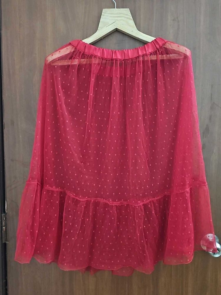 Red Polka Dot Mesh skirt