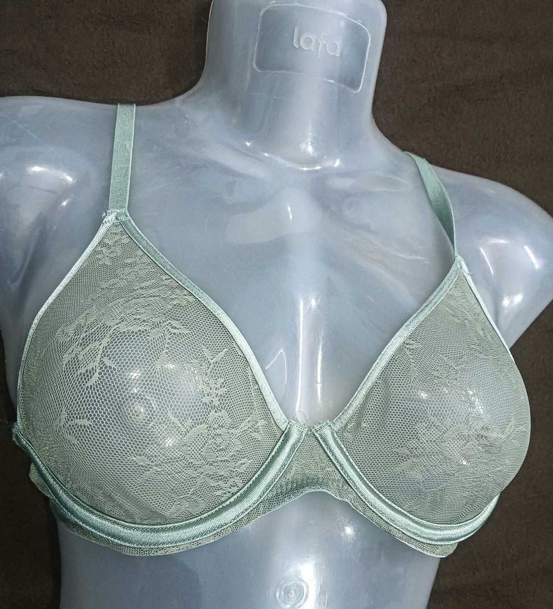 Lace Detail Bra - Light Green🖤