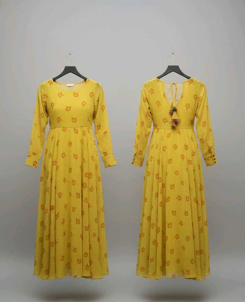 Yellow Floral Print Dress