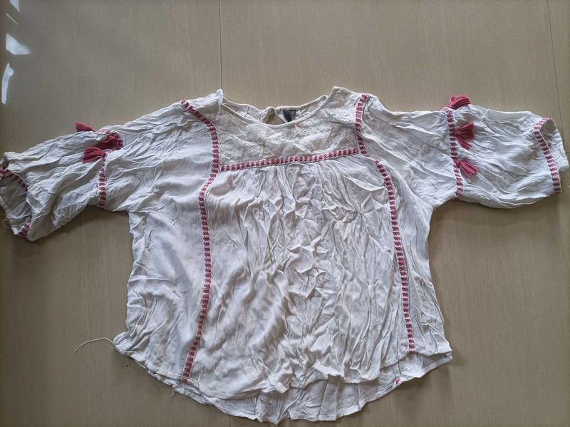 Boho Embroidered Detail Top