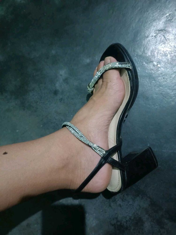 Black Beaded Heels