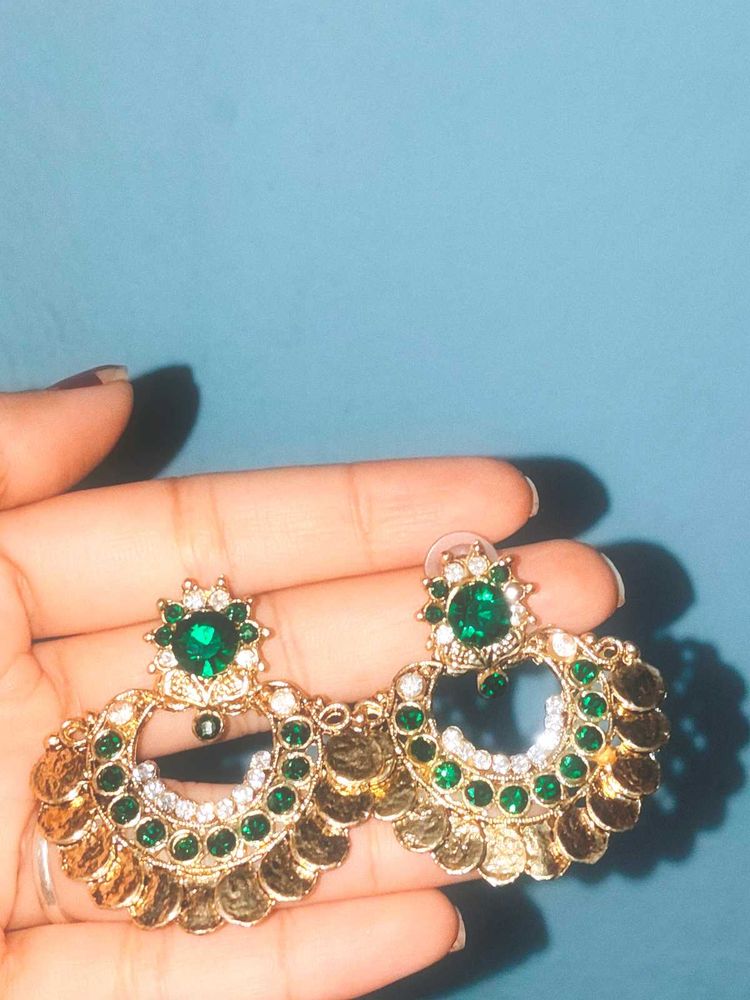 Green &amp; Gold Earrings