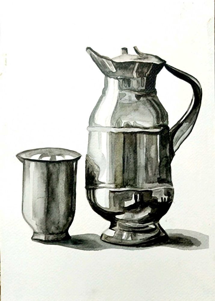 Watercolor Pitcher &amp; Cup