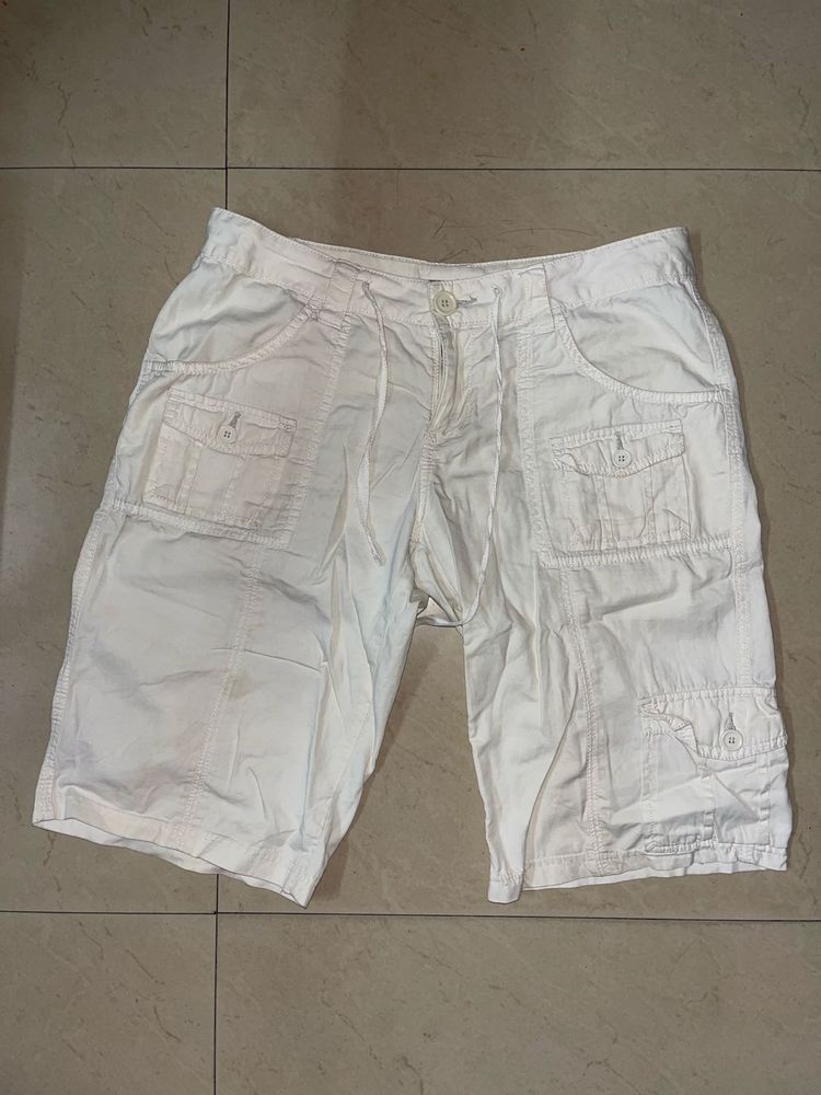 White Cargo Bermuda Shorts