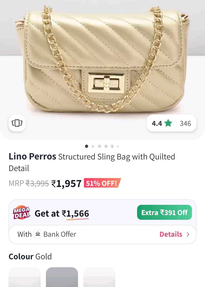Lino Perros Gold Toned Sling Bag(NO TAGS)
