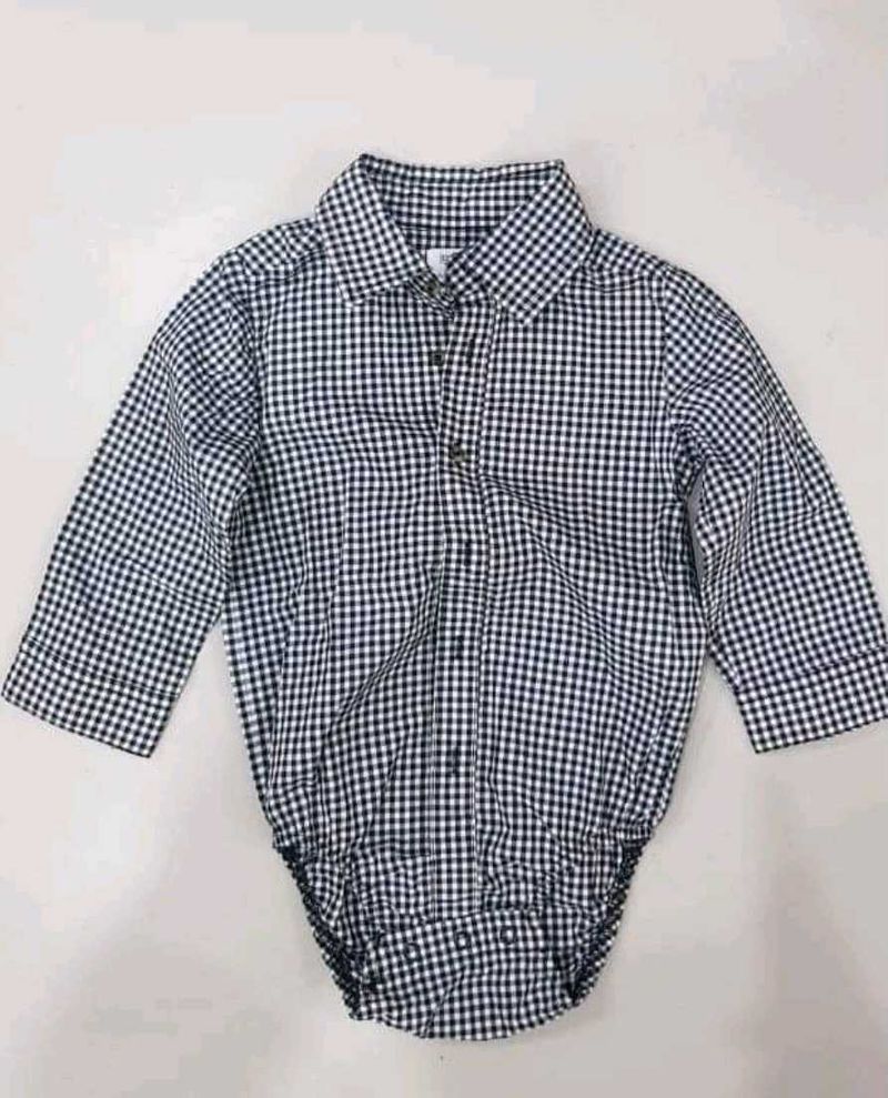 Checkered Baby Shirt with vest and tie