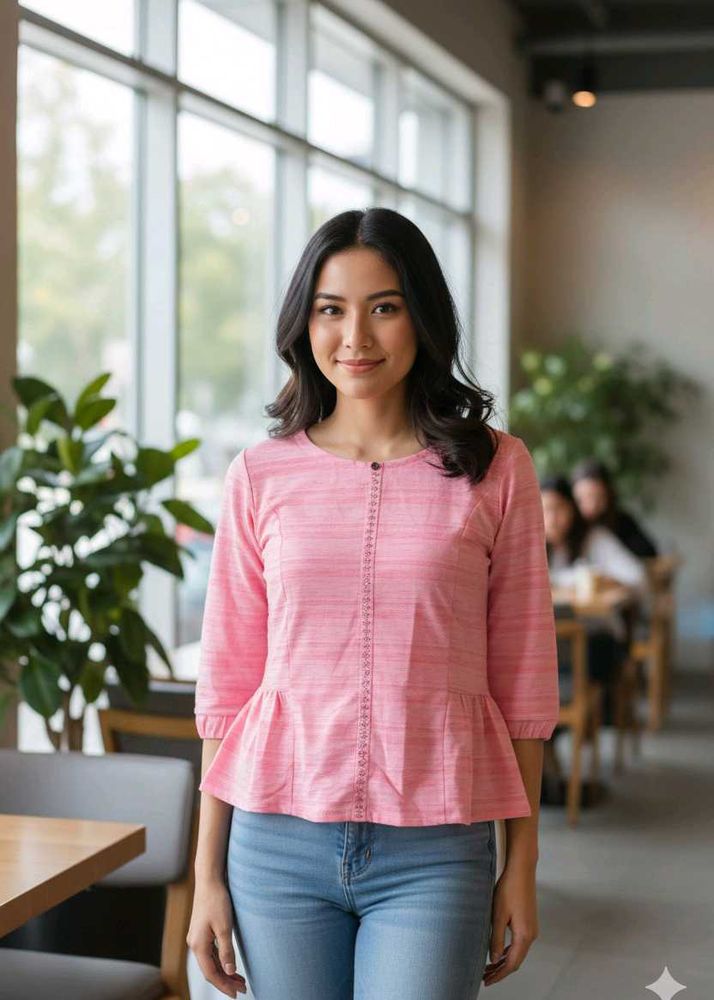 Pink Peplum Top ( Size M )