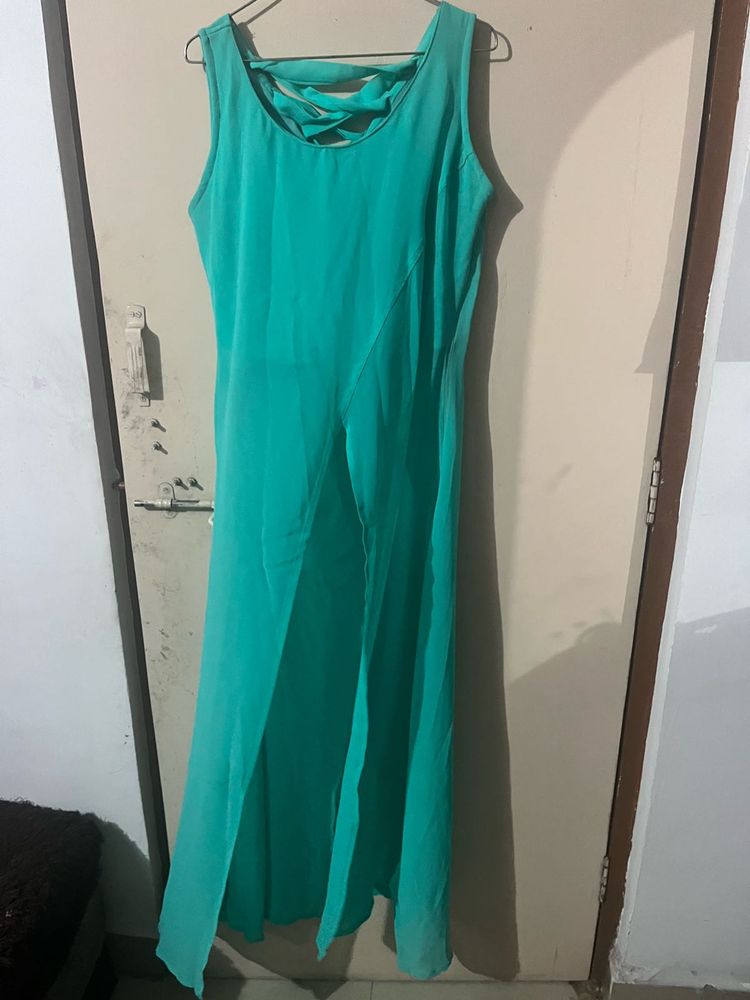 Elegant Teal Maxi Long top With Slit