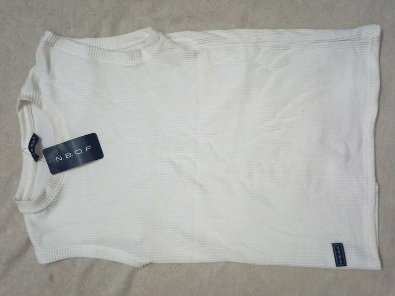 NBOF White Ribbed Tank Top