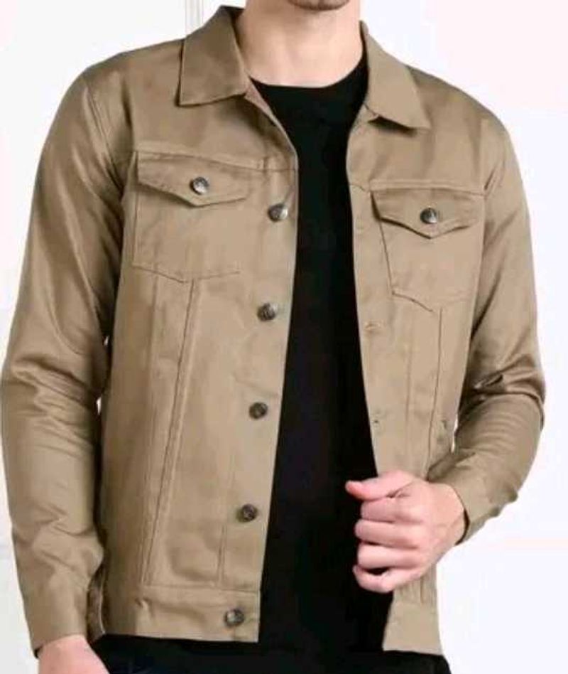 Khaki Color Denim Jacket For Men