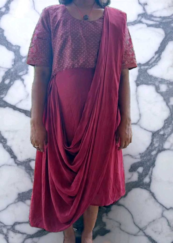 Draped Maroon Dress