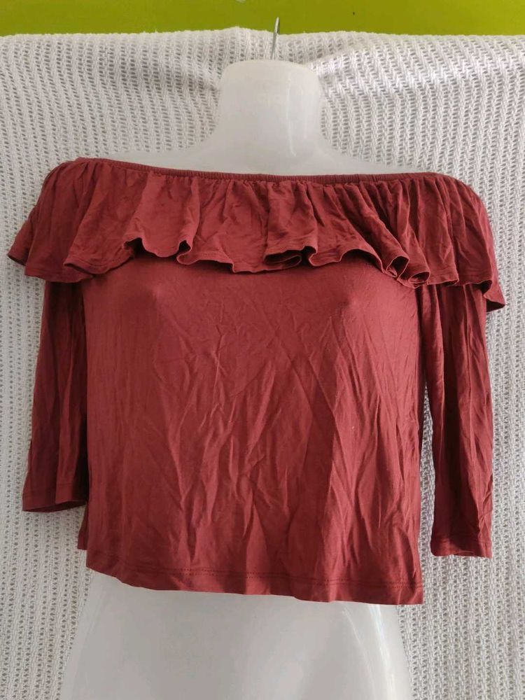 Rust-Colored Off-the-Shoulder Top