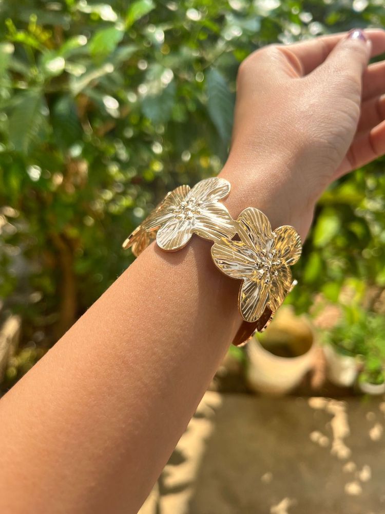 Gold Floral Cuff Bracelet