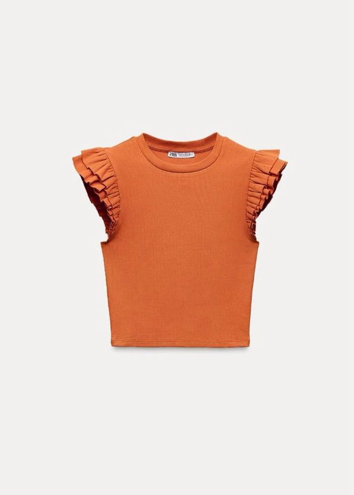 ZARA KNITTED RUFFLE TOP