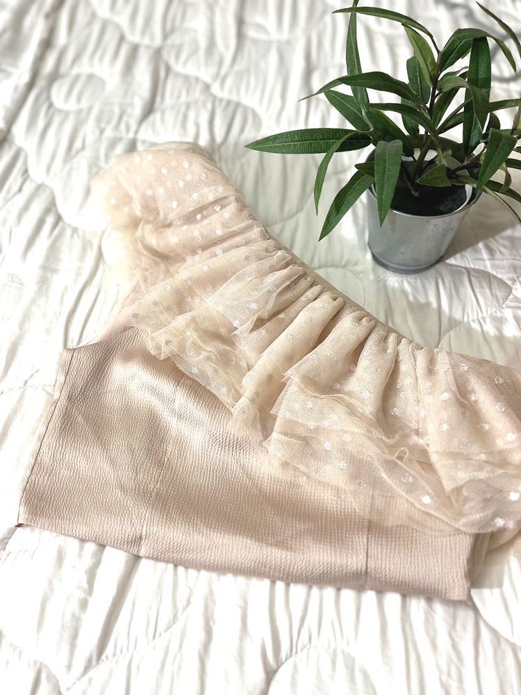 H&amp;M Tulle One Shoulder Party Top