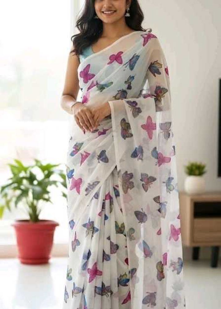 Butterfly Print Saree