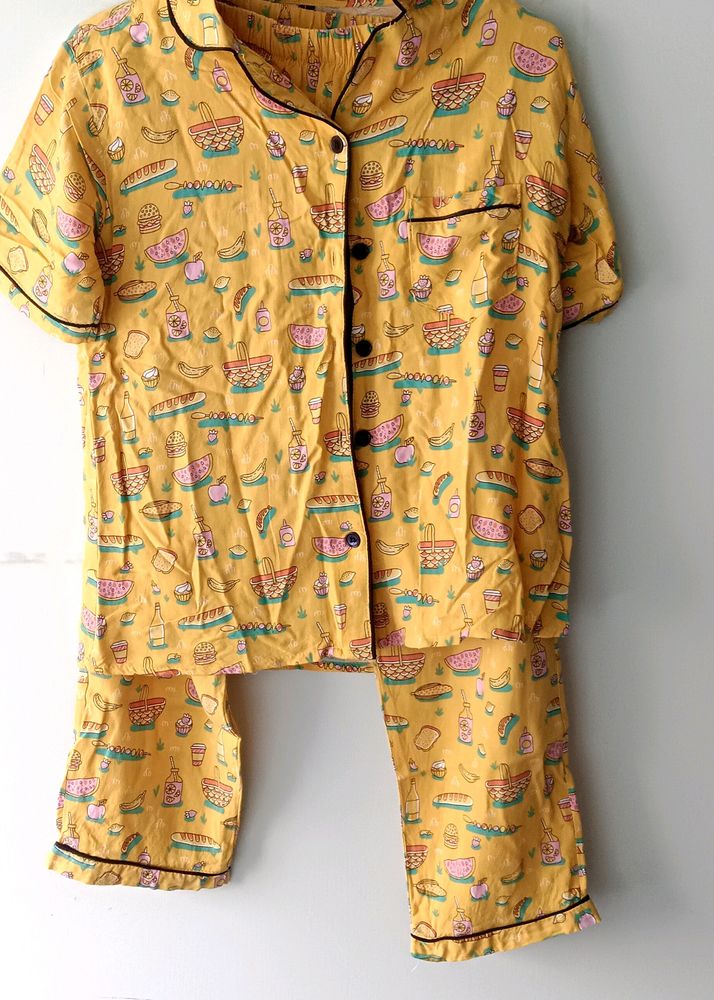 Yellow Printed Beautiful Night Suit