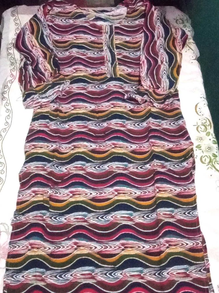 Abstract Print Long Sleeve Dress