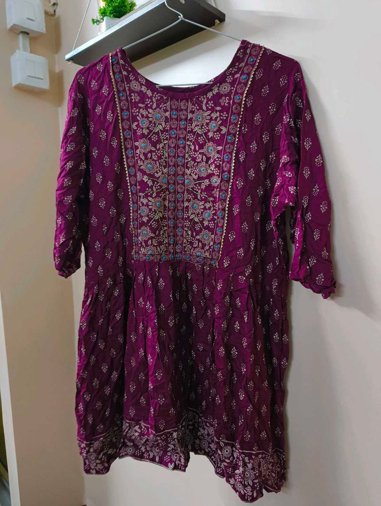 Purple Embroidered Kurta