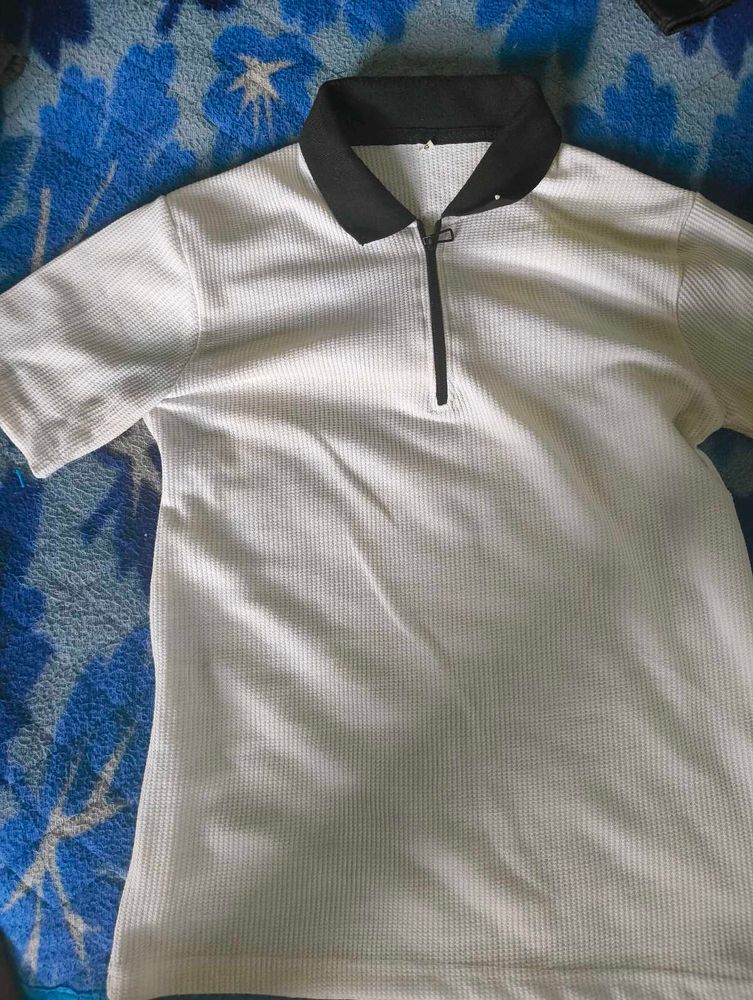 Stylish White Polo T-Shirt