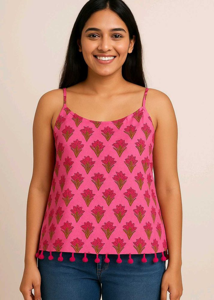 Pink Floral Print Top