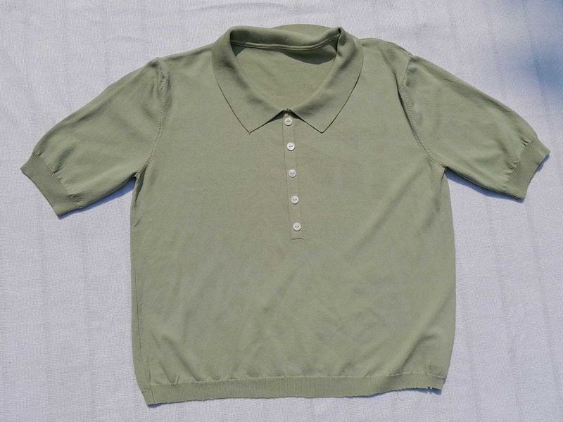Fine Knit Polo T- Shirt For Women