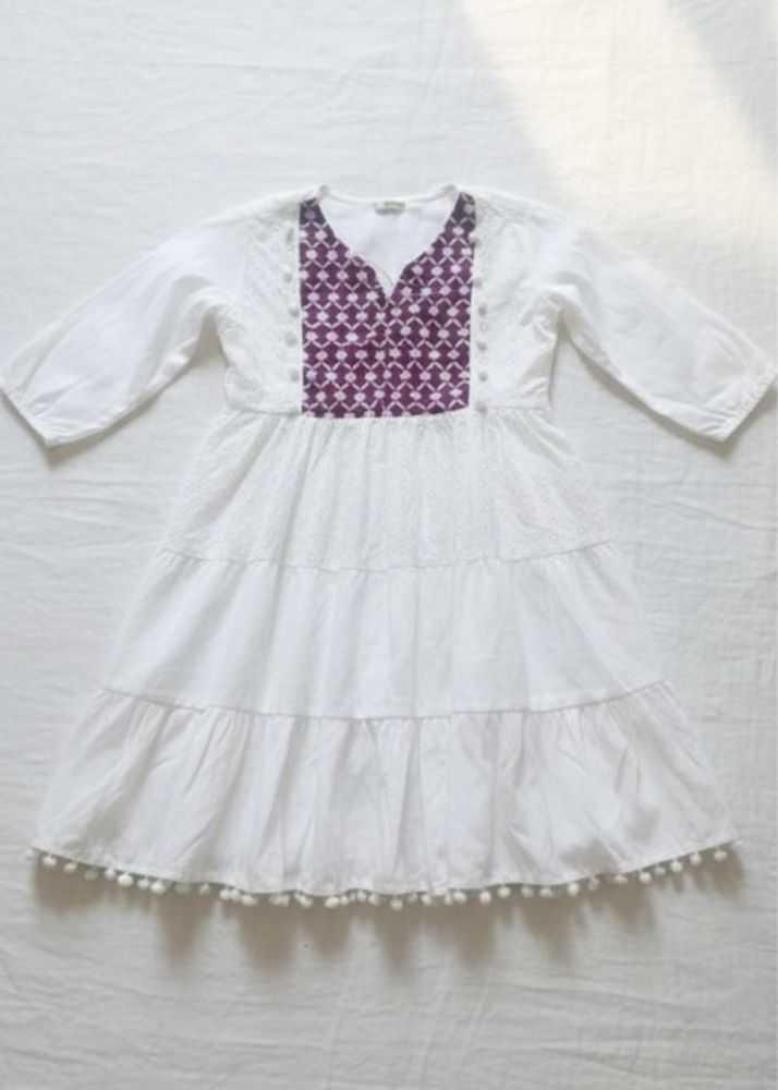 White Embroidered short kurti ( unused )