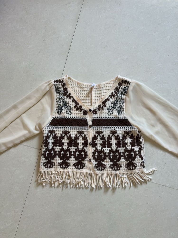 Off White Bohemian Top Size S-M
