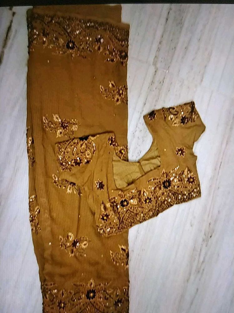 Brown Embroidery Saree