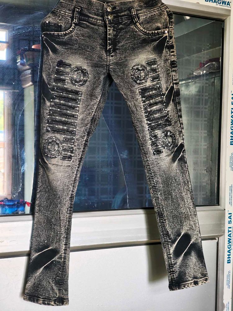 Acid Wash Black Jeans