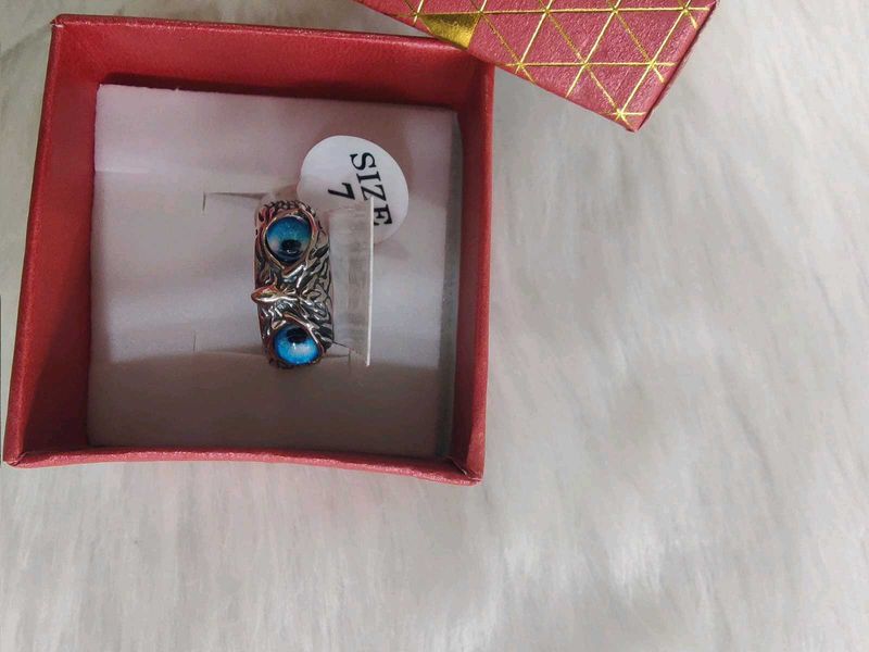 925 Sterling Silver Owl Ring-  Wth Hallmark Size 7