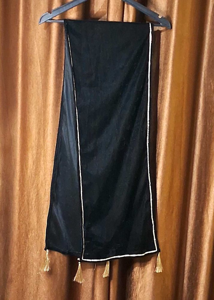 Black Velvet Stole Length 1.75 mtr Golden border